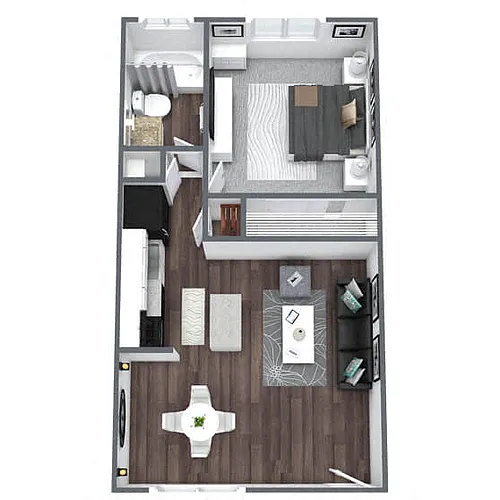 Floor plan A1: 1 Bed 1 Bath