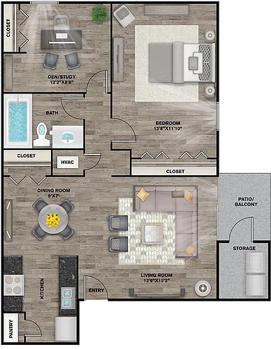 Floor plan A2 - 2 Bed 1 Bath