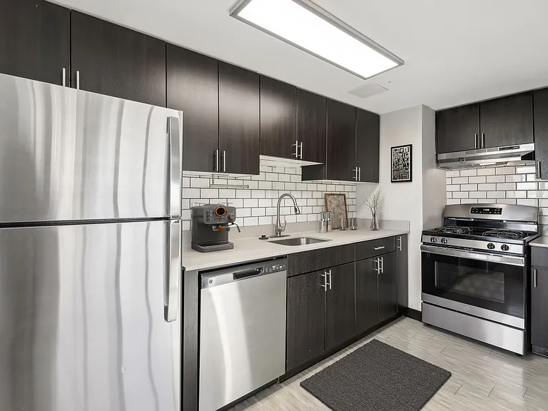 Modern kitchen with stainless steel appliances