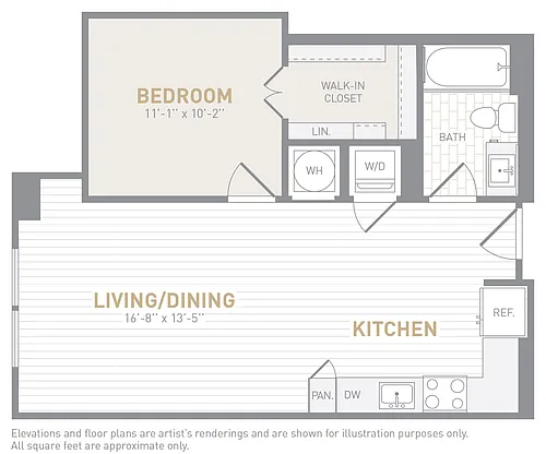 Floor plan 1 Bed 1 Bath-A02