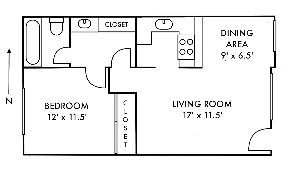 Floor plan 1 bed 1 bath