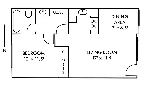 Floor plan 1 bed 1 bath