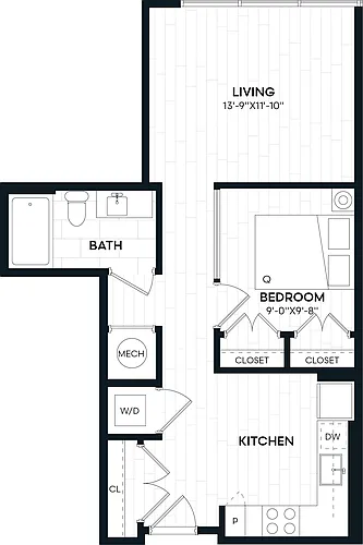 Floor plan Jr 1 Bed/1 Bath-1N