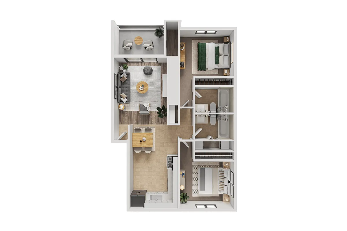 Floor plan 2 Bed, 2 Bath Upgradeded B2U