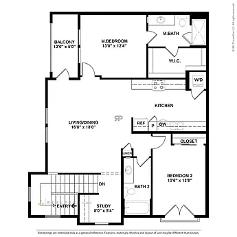 Floor plan TWO.3 W/ 1 Car Attached Garage