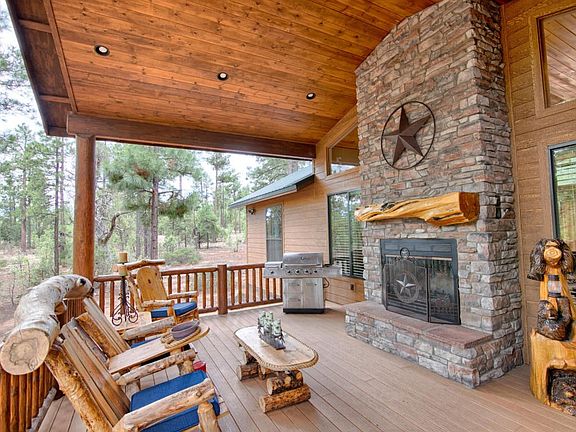 Back Deck with Wood Fireplace