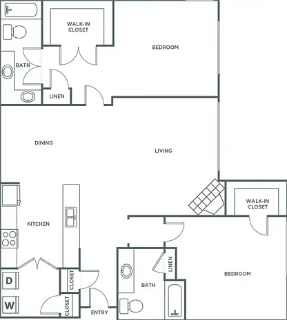 Two Bedroom Two Bath (1131 SF) Two Bedroom Two Bath (1131 SF)