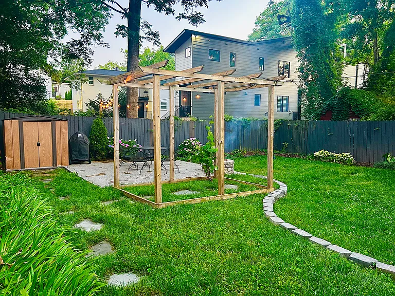 Fenced in backyard