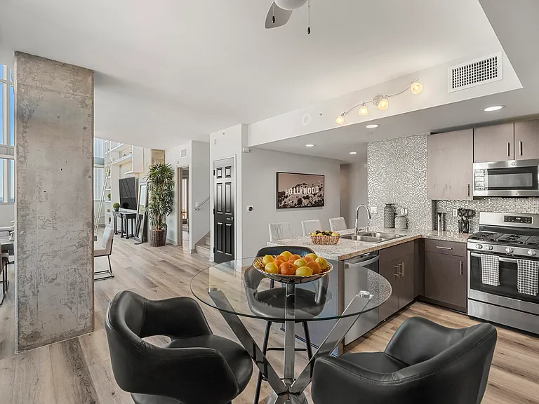Modern kitchen at 1600 Vine in Hollywood, CA.
