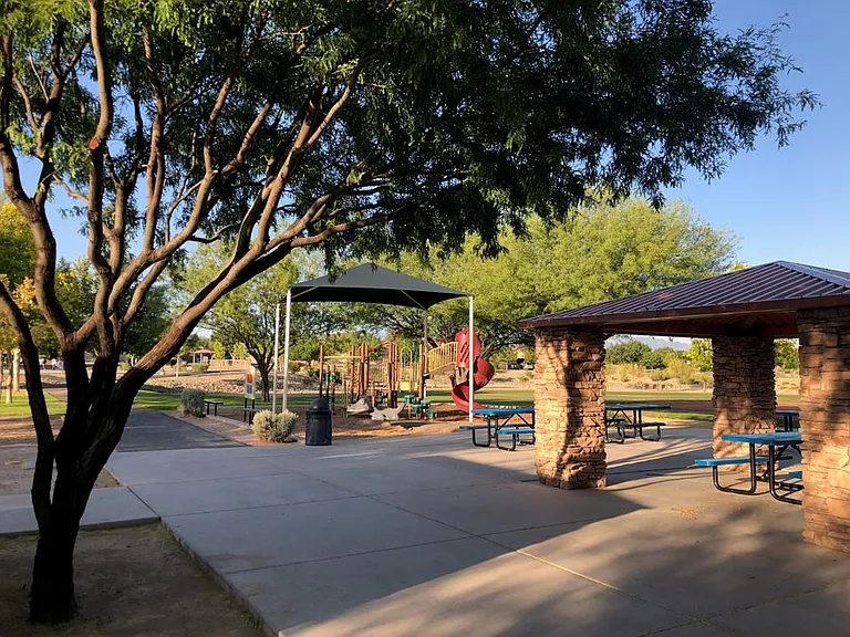 Covered playground and picnic areas