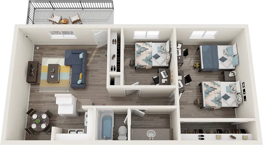 Floor plan 2 BD 1 BA