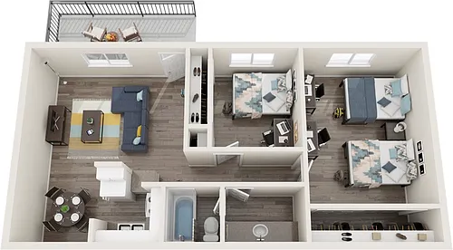 Floor plan 2 BD 1 BA