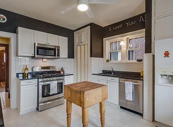 And the microwave and gas stove.