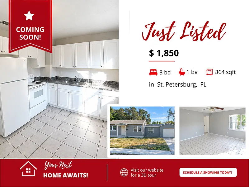 3 bed, 1.0 bath, 864 sqft, $1,850 — Photo 1