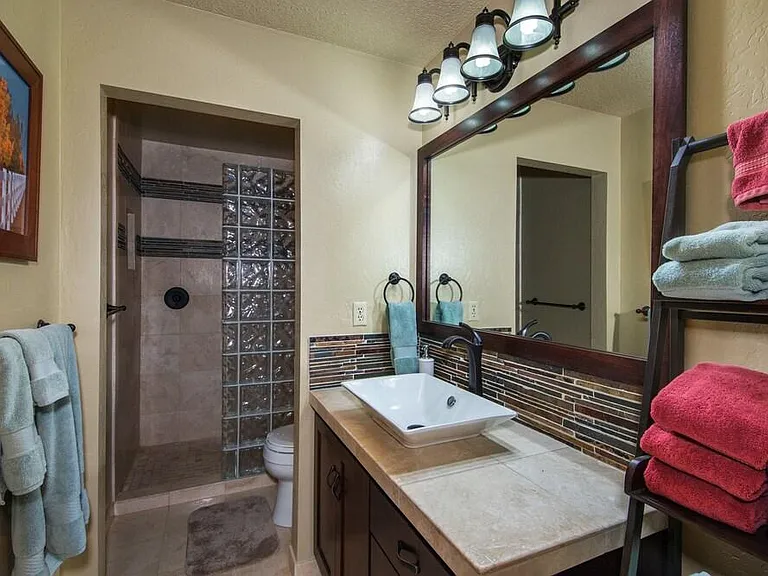 Large master bathroom and with shower