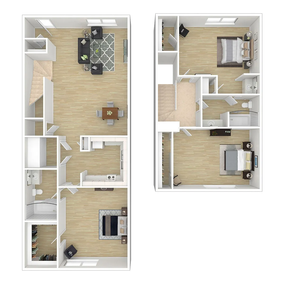 Floor plan 3 Bedroom + 2 Bath Townhouse
