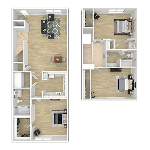 Floor plan 3 Bedroom + 2 Bath Townhouse