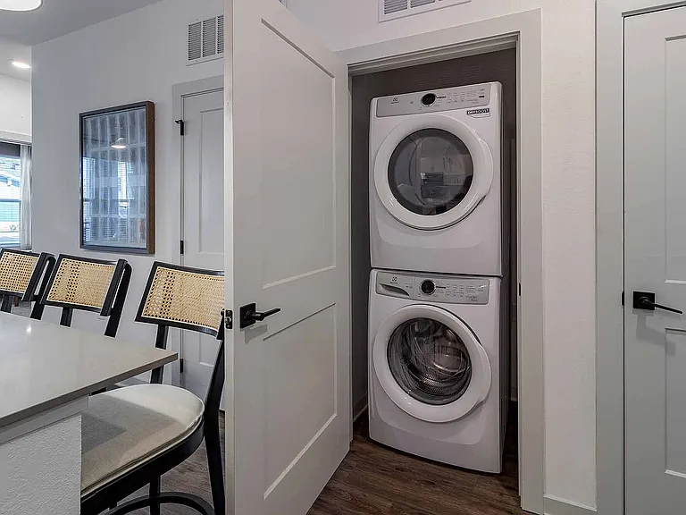Skip the laundromat with a full-size in-home washer and dryer, tucked neatly into every home for everyday convenience.