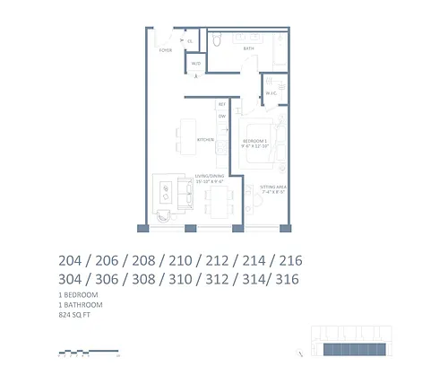 Floor plan 1-Bedroom