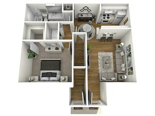 Floor plan 1 Bed, 1 Bath B (80% Income Restricted)