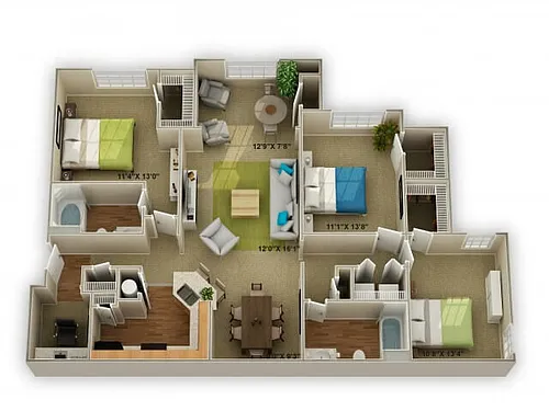 Floor plan The Walden with Sunroom