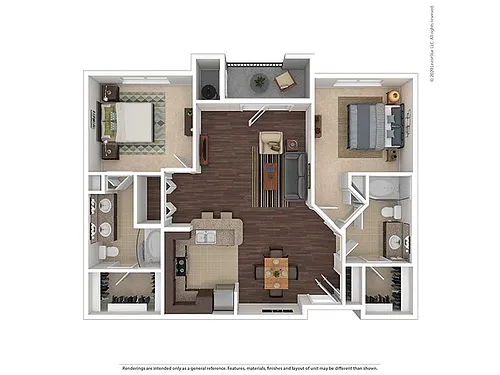 Floor plan 2 Bedroom 2 Bathroom B3
