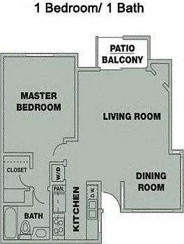 Floor plan 1 Bedroom/ 1 Bath