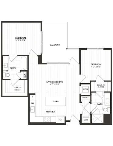 Floor plan 2 Bed/2 Bath-C4