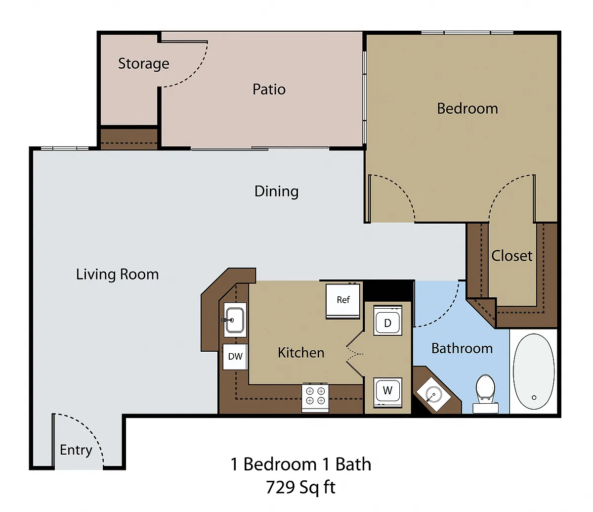 Floor plan 1 BR 1 BA