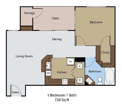 Floor plan 1 BR 1 BA