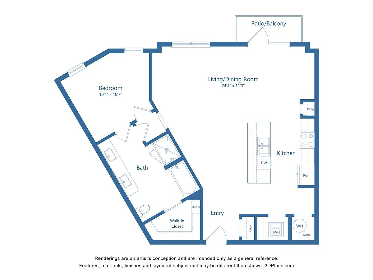Floor plan A11 | 1 Bed | 1 Bath