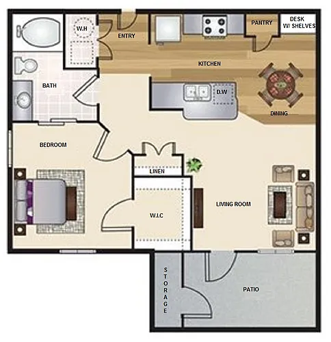 Floor plan One Bedroom One Bath