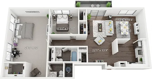 Floor plan 2 Bed | 2 Bath 1,259 sq. ft.