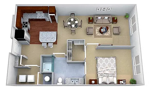 Floor plan A2 1 Bed/1 Bath