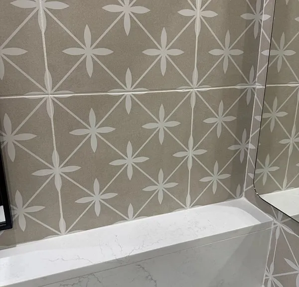 Custom quartz shelf for soap or toiletries