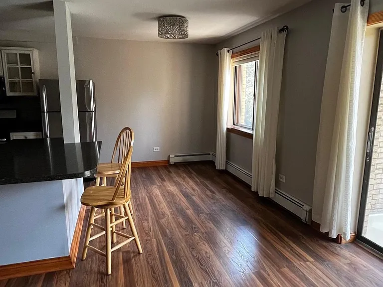 Kitchen island and dining space