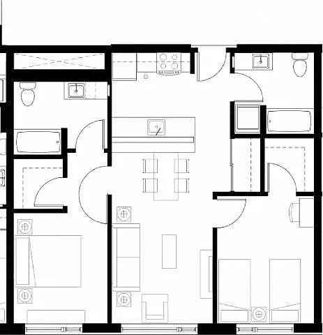 Floor plan 2 Bedroom 2 Bath Plan A