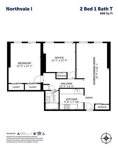 Floor plan 2 Bed 1 Bath T