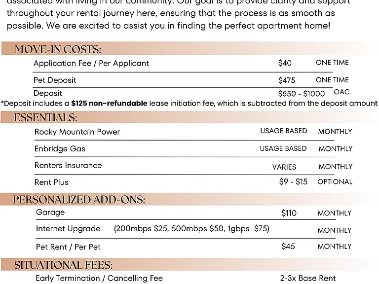Triton Terrace Fee Guide 2026
