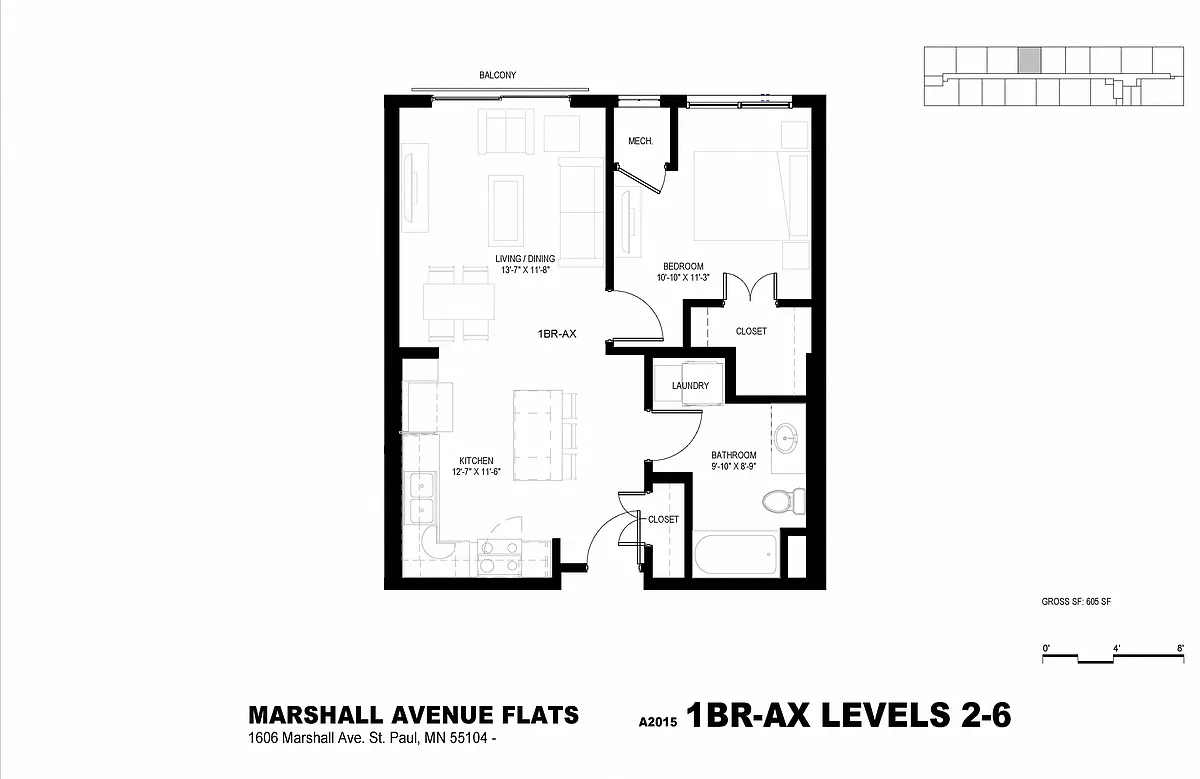 Floor plan 1 Bedroom (AX HH 50)