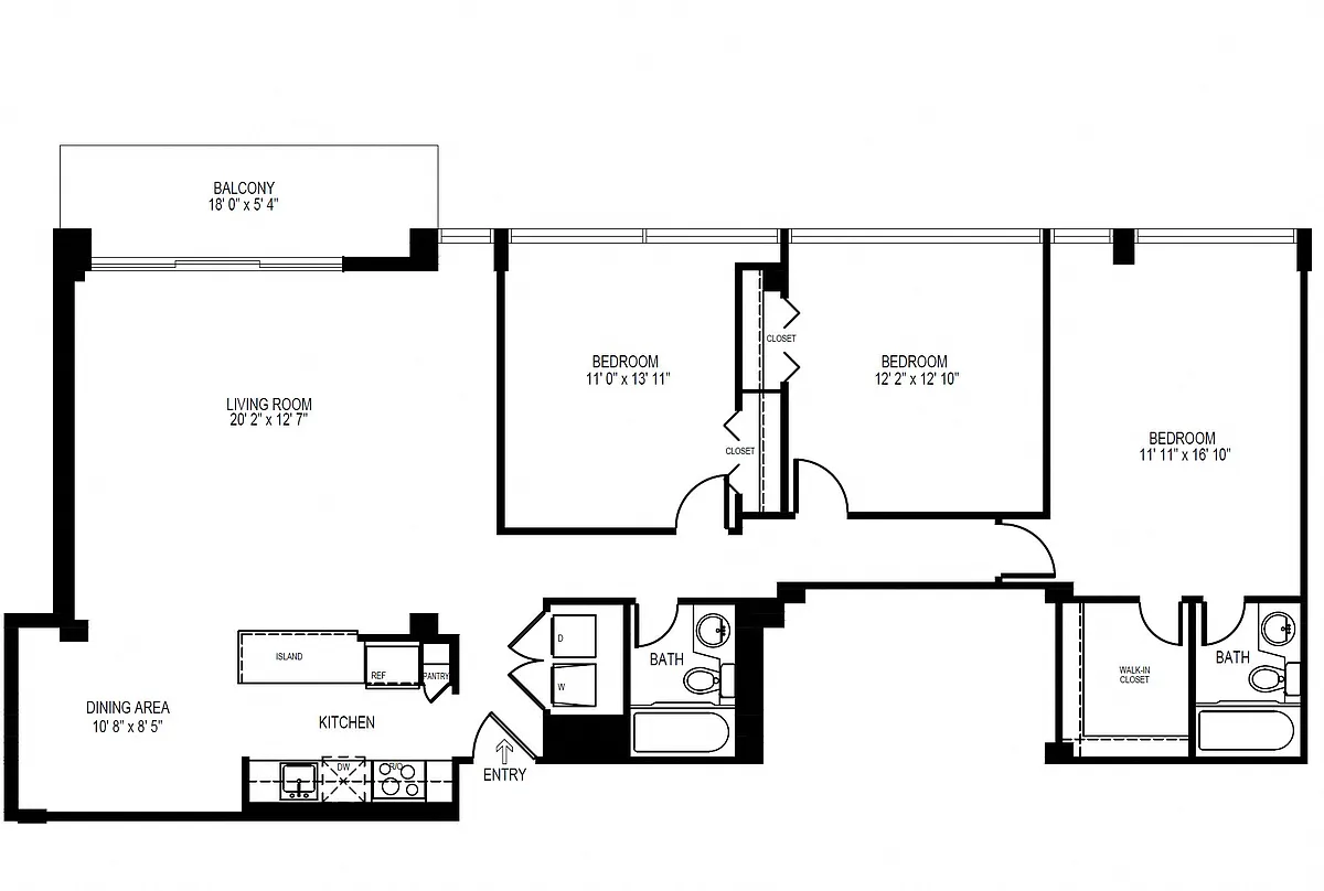 Floor plan 3 Bedroom, 2 Bath 1570 SF 32