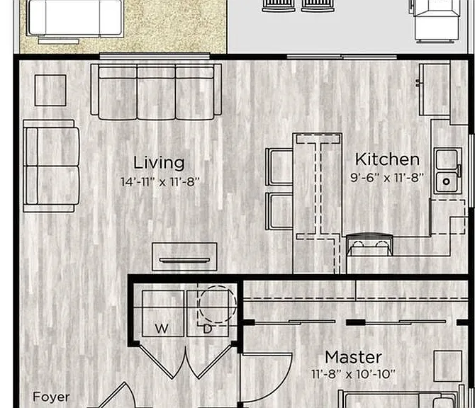 The Alcove | 1 Bed 1 Bath | 638 SF The Alcove | 1 Bed 1 Bath | 638 SF