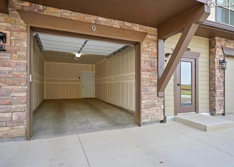 Oversized garage can easily fit a large SUV or pickup truck