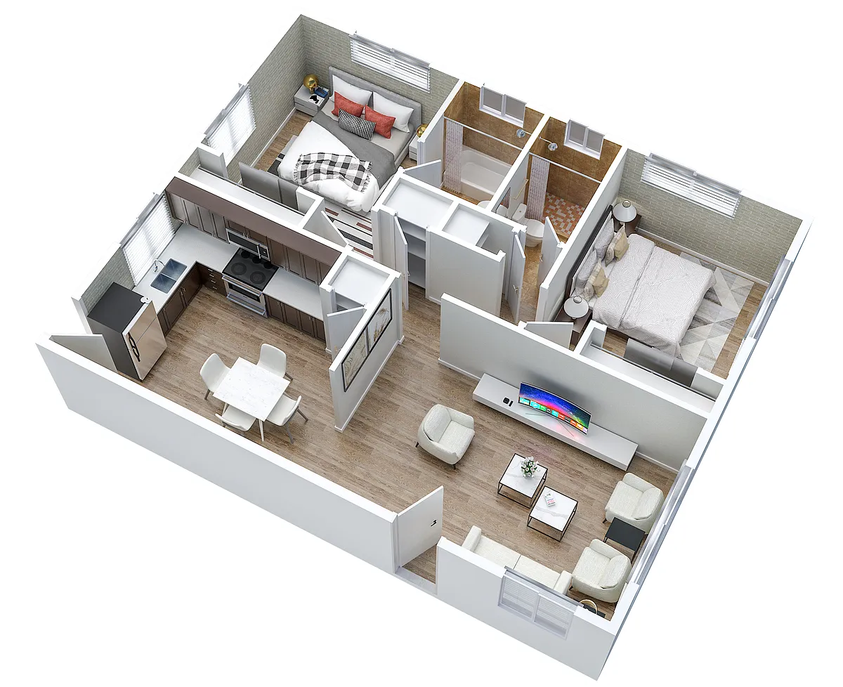 Floor plan 2 Bed 2 Bath No Washer Dryer