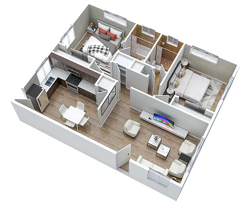 Floor plan 2 Bed 2 Bath No Washer Dryer