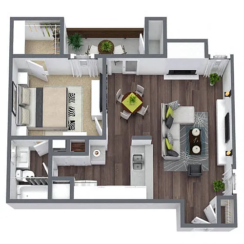 Floor plan A3: 1 Bed 1 Bath