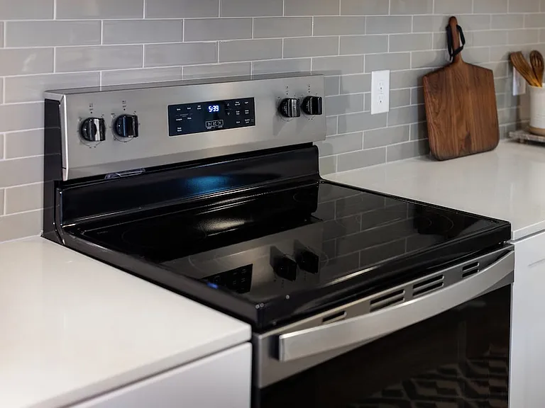 Kitchen with stainless steel appliances