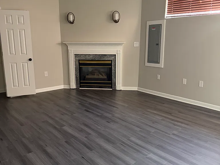 View of the basement and basement fireplace