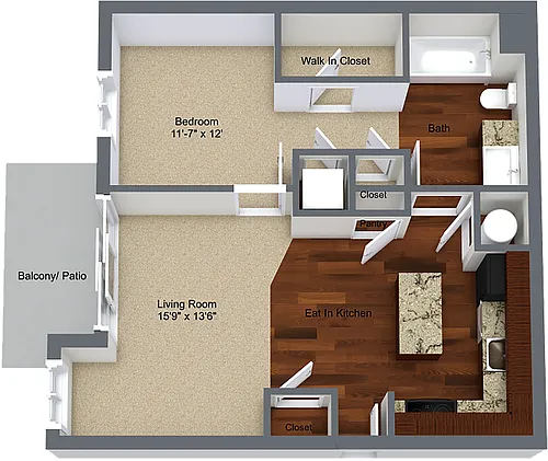 Floor plan 1 Bedroom Apartment Home