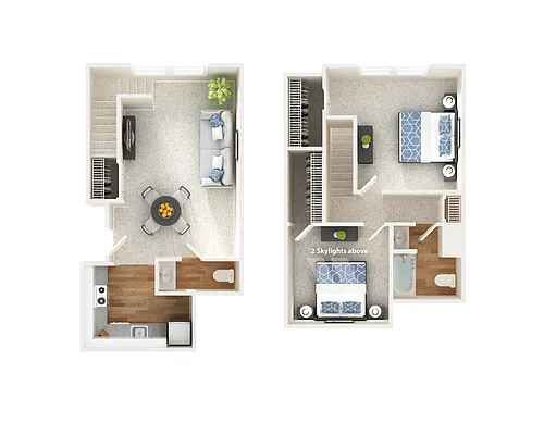 Floor plan 2 Bed - With Extra Half Bath